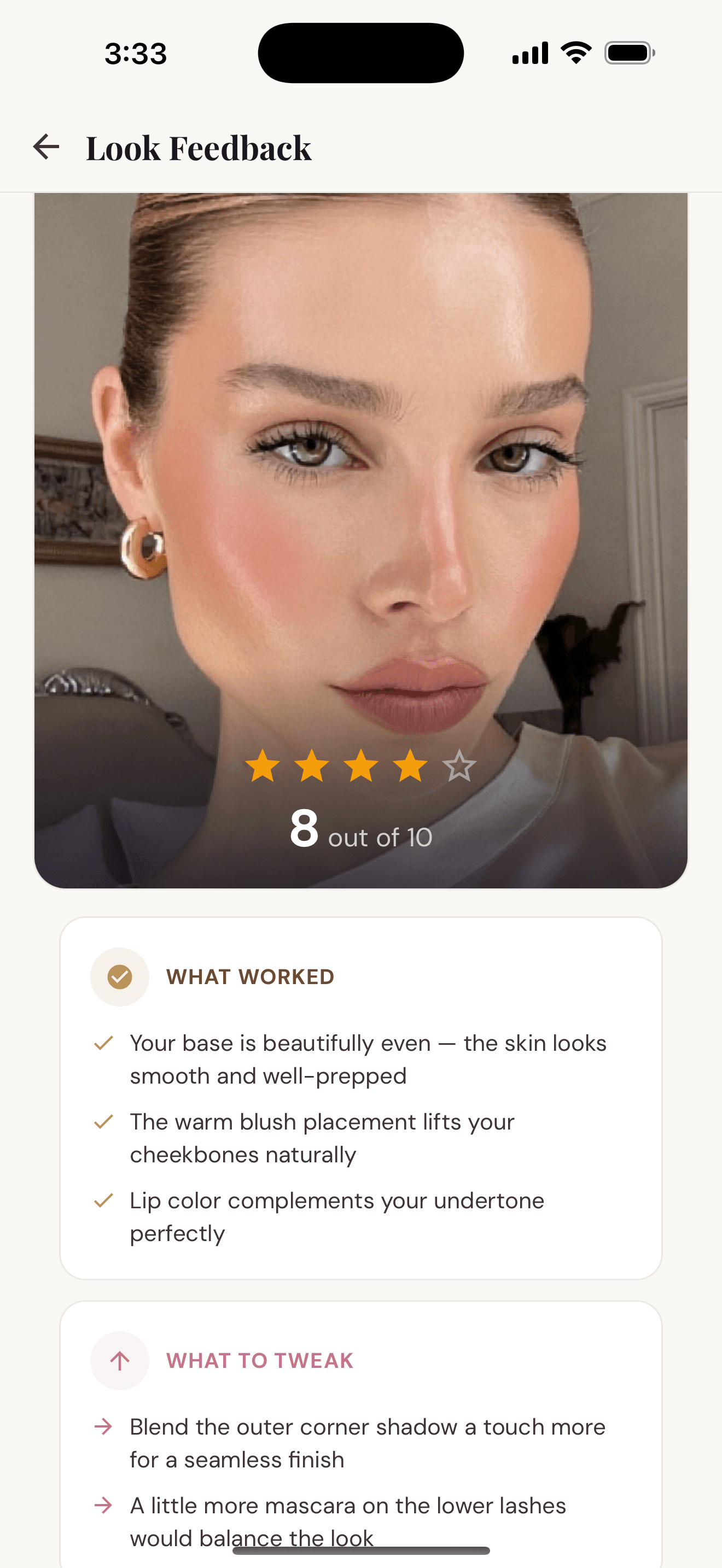Look Feedback with rating and coaching tips